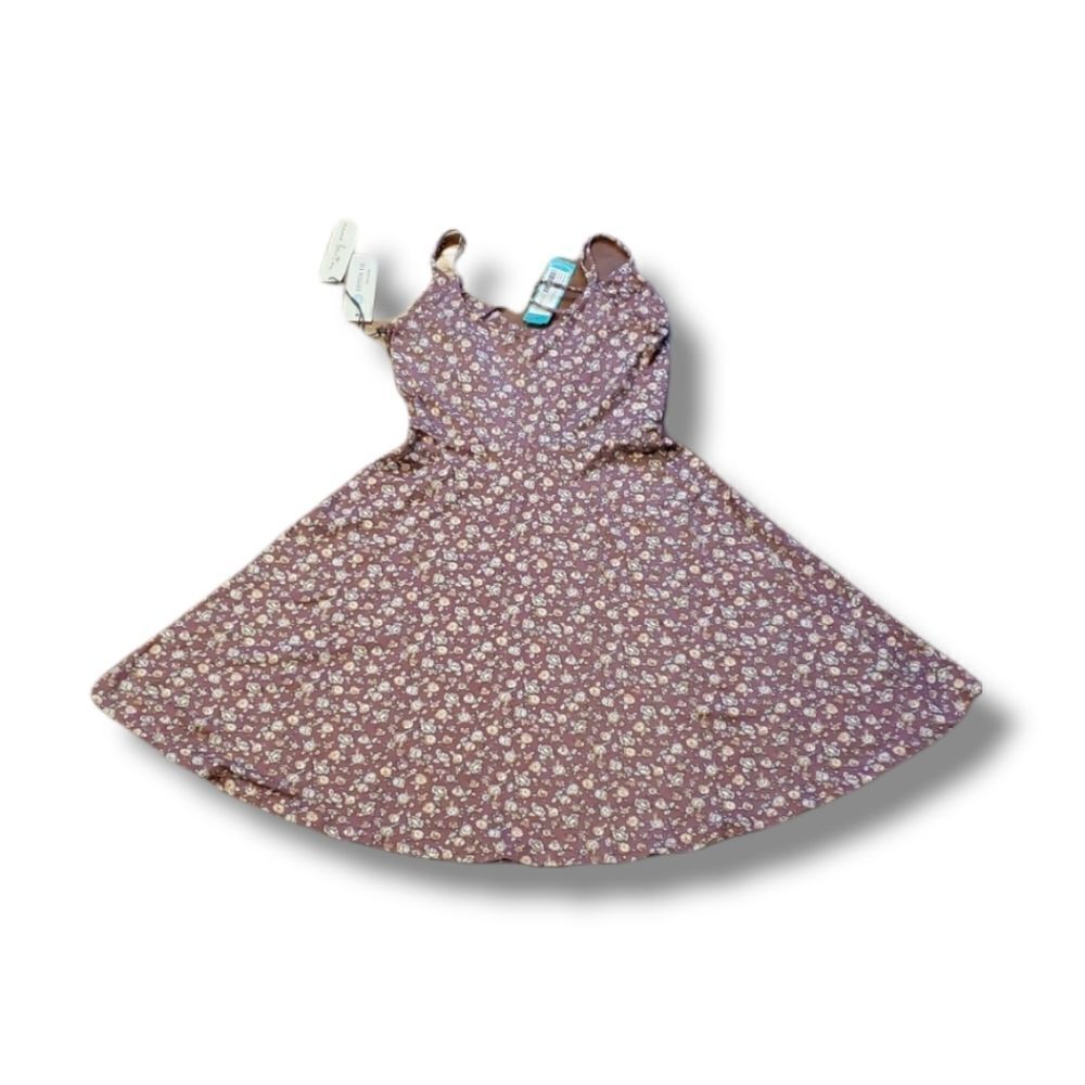 Nine Britton Jayde Knit Back Detail Dress Purple Floral Sleeveless XS NWT